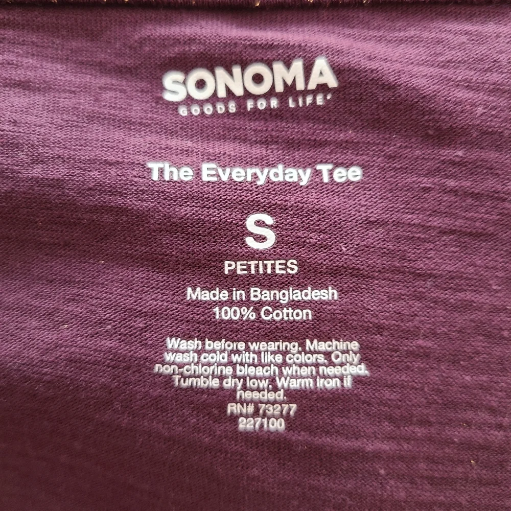 SONOMA THE EVERY DAY TEE BY SONOMA SIZE SMALL PETITE BURGUNDY - Picture 5 of 8